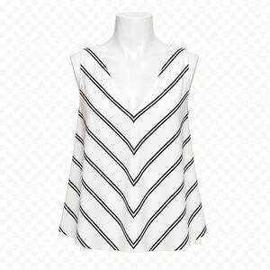 Club Monaco White Chevron Sleeveless Blouse – Size M
